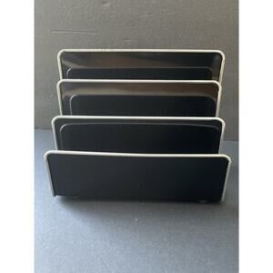 Metal 3 Slot Envelope Mail Holder Black Shiny Organizer Sorter Holder Office